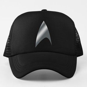 NEW Star Trek Starfleet Badge Silver Logo Foam Trucker Mesh Snapback Hat BLACK